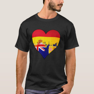 Spanje en Turks Caicos Hart Erfgoed Vlag T-shirt