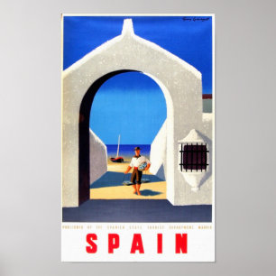 Spanje, Fisherman - Vintage Travel Poster