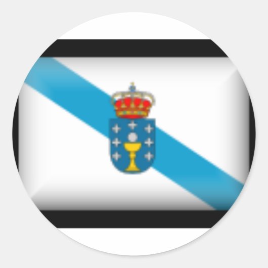 Spanje Galicië Vlag Ronde Sticker (Voorkant)