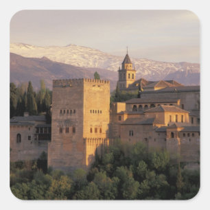 Spanje, Granada, Andalusië De Alhambra, Vierkante Sticker