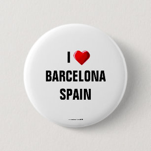 Spanje: "I LOVE BARCELONA, SPANJE" Button/Lapel Pi Ronde Button 5,7 Cm