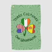 Spanje Ierland USA Flags Shamrock Personalized Golfhanddoek (Voorkant)