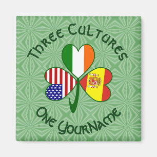 Spanje Ierland VS Vlaggen Shamrock Uw Naam Magneet