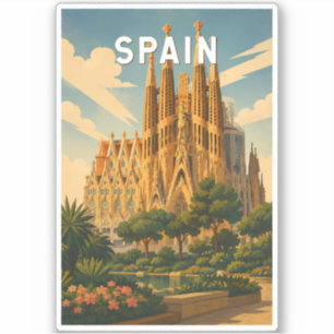 Spanje Illustratie Reis Kunst Vintage Sticker