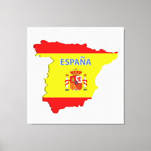 Spanje-kaart Canvas Afdruk