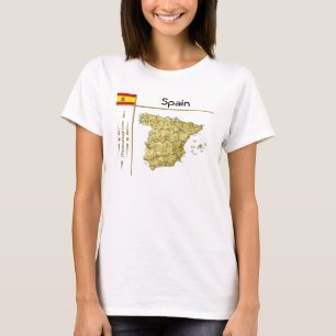 Spanje Kaart + Vlag + Titel T-Shirt