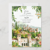 Spanje Kasteel waterverf bruiloft uitnodiging (Voorkant)
