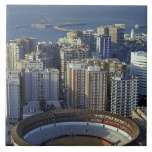 Spanje, Malaga, Andalusië uitzicht op Plaza de Tor Tegeltje