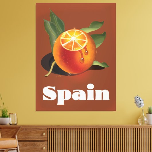 Spanje oranje reisposter canvas afdruk (Insitu (Woonkamer))