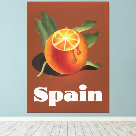 Spanje oranje reisposter canvas afdruk (Insitu (Houten vloer))