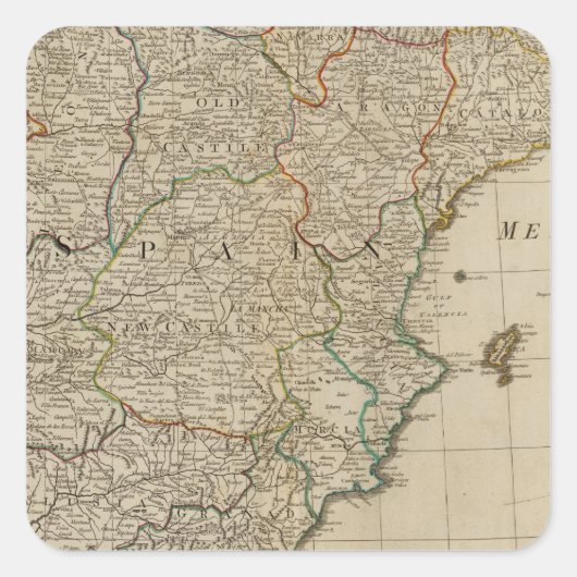 Spanje, Portugal Vierkante Sticker (Voorkant)