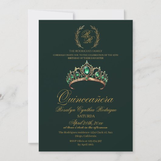 Spanje Quinceanera Emerald Green 15e verjaardag Kaart (Voorkant)