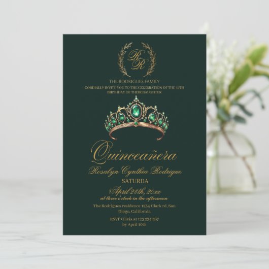 Spanje Quinceanera Emerald Green 15e verjaardag Kaart (Staand voorkant)