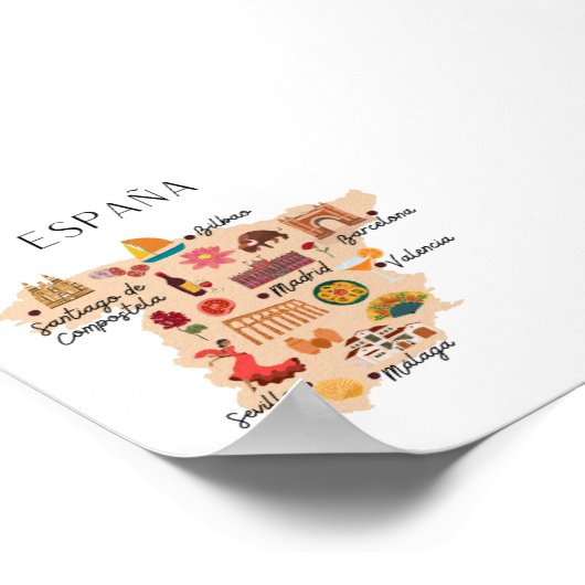 Spanje reiskaart poster (Hoek)