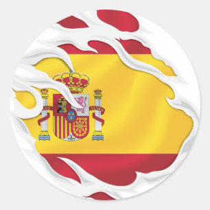 Spanje Ripped Flag Classic Round Sticker