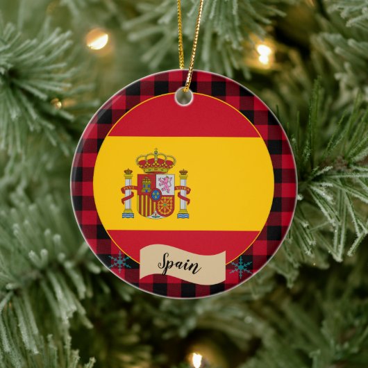 Spanje, rode buffelpleister en Spaanse vlag Keramisch Ornament (Boom)