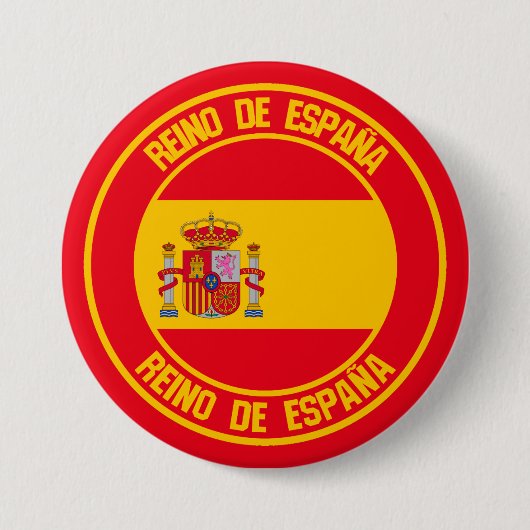 Spanje Round Emblem Ronde Button 7,6 Cm (Voorkant)