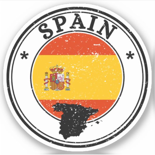 Spanje Seal Sticker Ronde Vlag voor Laptop Boek (Voorkant)