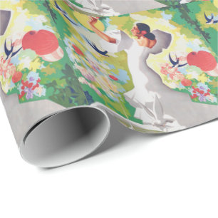 Spanje Senorita Birds Flowers Fiesta Garden Cadeaupapier
