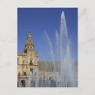 Spanje, Sevilla, Andalusië Fontein en rijkversierd Briefkaart