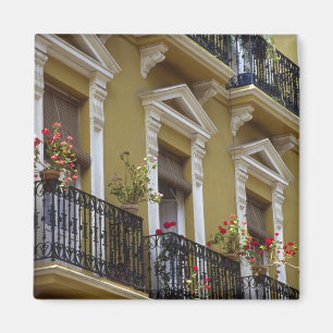 Spanje, Sevilla, Andalusië Geraniums hang over Magneet
