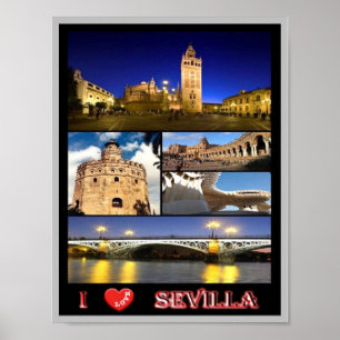 Spanje - Sevilla - I Love - Poster