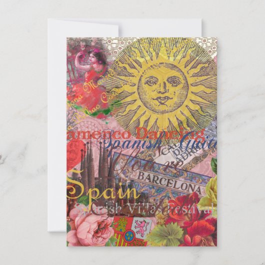 Spanje Sunshine Spaanse Reiskunst Kaart (Voorkant)