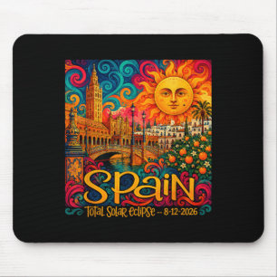 Spanje Totale Zonsverduistering 2026 Retro Paisley Muismat