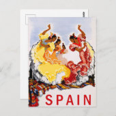 Spanje, traditionele dans, vrouw, oud reizen briefkaart (Voorkant / Achterkant)