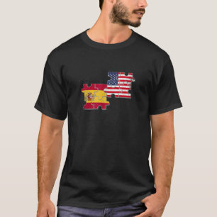 Spanje USA Vlag Amerikaans Spaans T Shirt