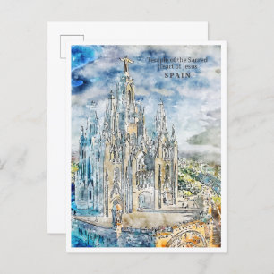 Spanje vintage reizen waterverf briefkaart