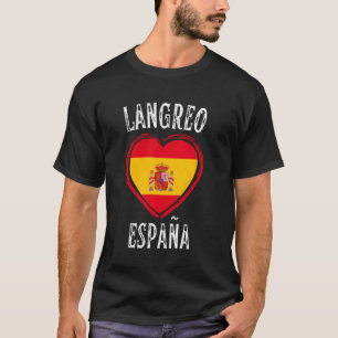 Spanje Vlag Hart Langreo Stad T-shirt