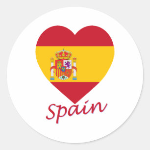 Spanje Vlag Hart Ronde Sticker
