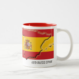 SPANJE VLAG KAART Schrift Gepersonaliseerd Tweekleurige Koffiemok