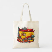 Spanje Vlag met Beroemde Bezienswaardigheden Canva Tote Bag (Achterkant)