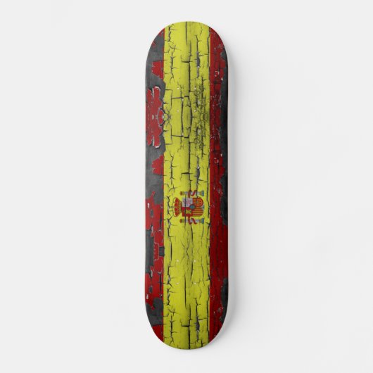 Spanje vlag op disgestresseerd skateboard (Voorkant)