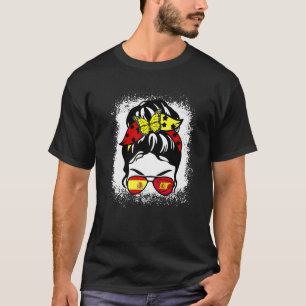 Spanje vlag patriottisch Spaans Pride Messy Bun Wi T-shirt