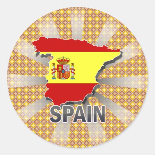 Spanje Vlaggenkaart 2.0 Ronde Sticker (Voorkant)
