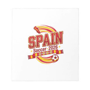 Spanje Voetbal 2026 Voetbal Vet Land Typografie F Notitieblok