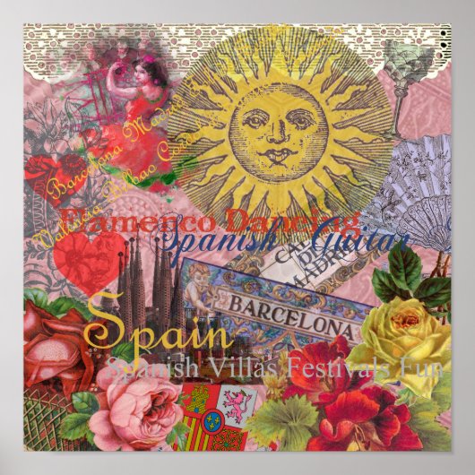 Spanje - Zonneverdamping van het Spaanse reizen Poster (Voorkant)