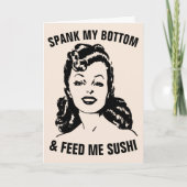 SPANK MIJN BOTTOM EN VOER ME SUSHI RETRO-vrouw Kaart (Voorkant)