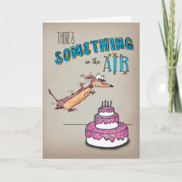 Spannende Leaping teckel verjaardag Kaart