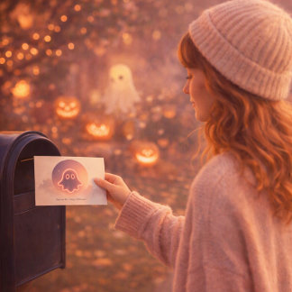 Spannende maar gelukkige Halloween • Lichtgevende Feestdagenkaart