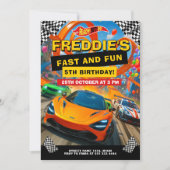 Spannende race auto verjaardagsfeestje kaart (Voorkant)