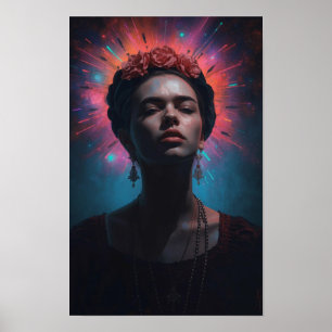 Spannende Surrealistische Kosmische Portret Donk Poster