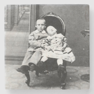 Spannende vintage-portret van broers en zusters  stenen onderzetter