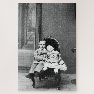 Spannende vintage portretfoto van broers en zuster legpuzzel