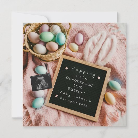 Spannende zwangerschapsaankondiging voor Pasen Feestdagenkaart (Voorkant)