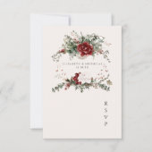 Spar & kant | Winter Floral Wedding Crest RSVP (Voorkant)