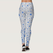 Sparblauwe sterren op abstract zilverpapier leggings (Achterkant)